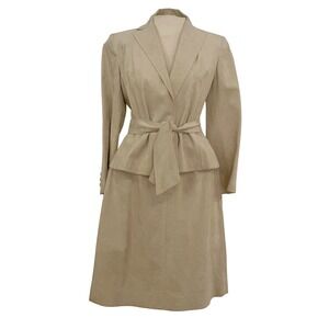 Vintage Union Label Roth le Cover Suede Suit Set Blazer Beige Belted Set Size 6